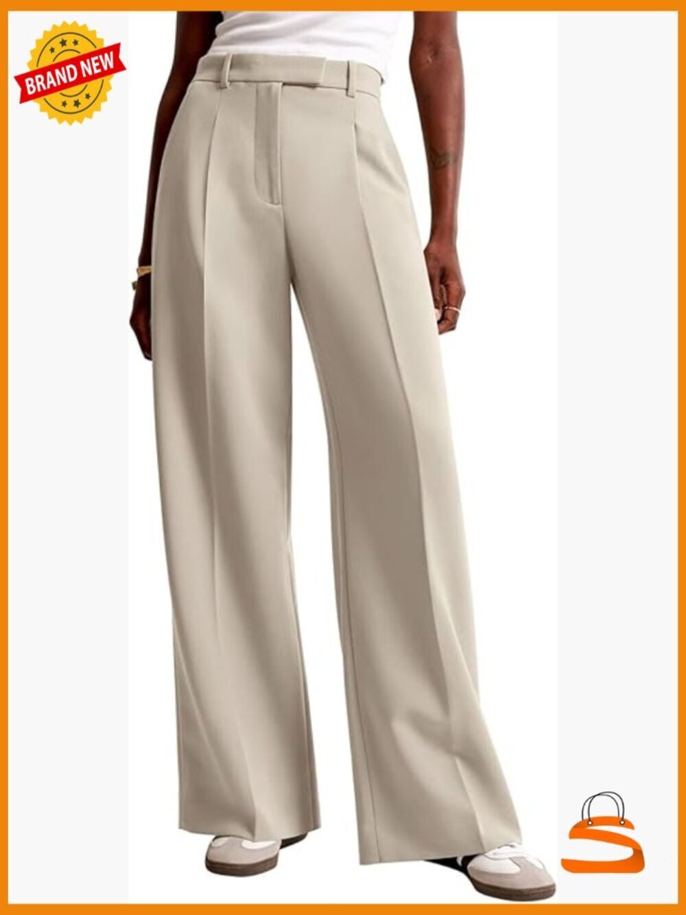 High Waisted Wide Leg Trousers with Pockets, Business Casual Work Pants
